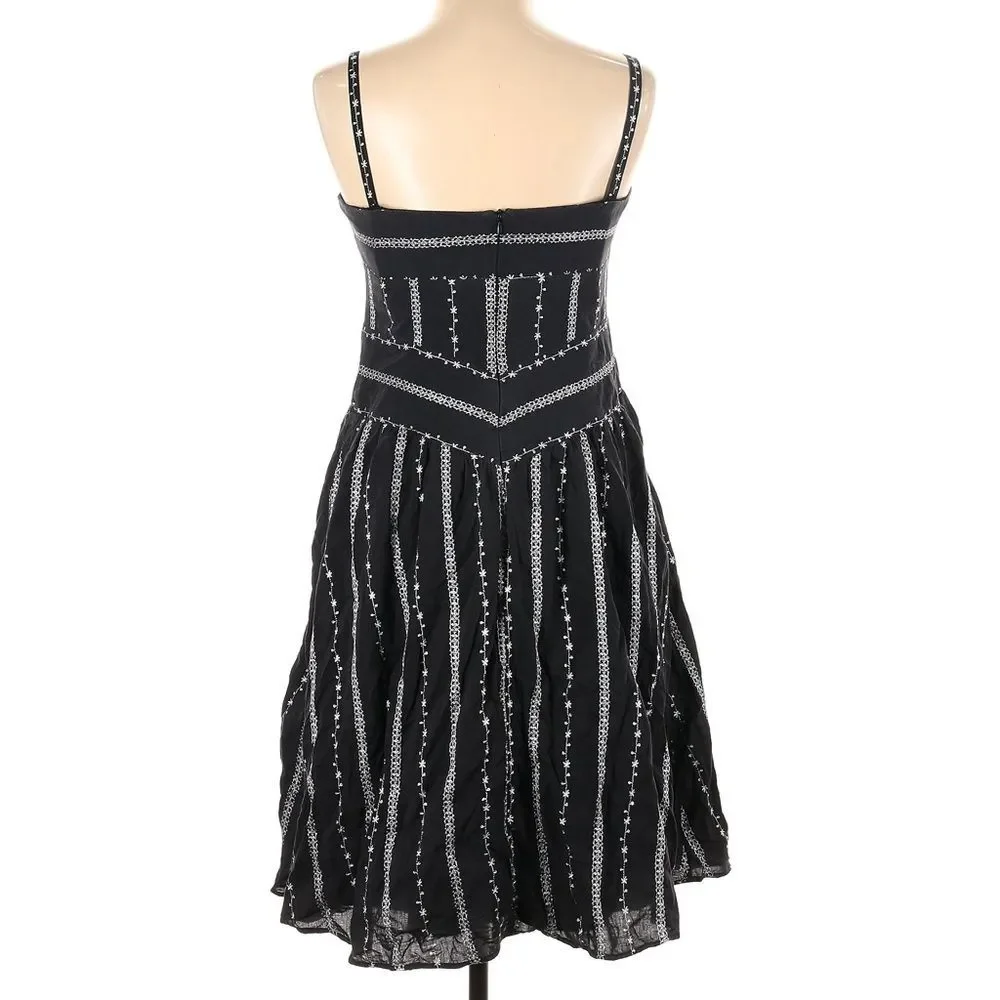 Rabbit Rabbit Rabbit Fit & Flare Dress Sleeveless/Strapless Embroidered Black 10 - Picture 2 of 10